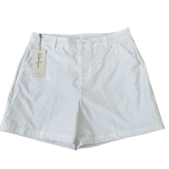 Walter Hagen Clubhouse 5” Seersucker Traditional golf Shorts Sz 6 White NWT - Picture 2 of 7